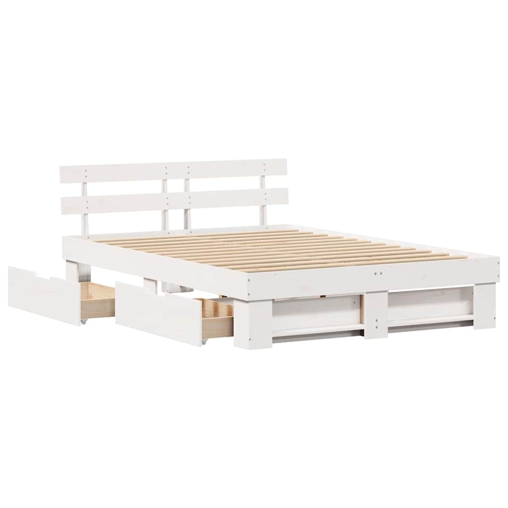 vidaXL Σκελετός Κρεβατιού Λευκό 160 x 200 cm Στερεά ξυλεία πεύκου