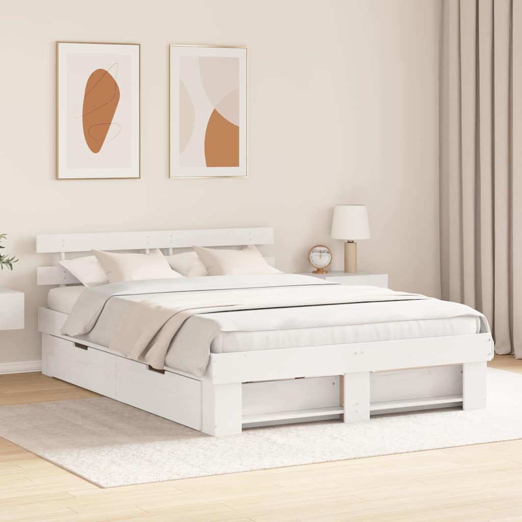 vidaXL Σκελετός Κρεβατιού Λευκό 150 x 200 cm Στερεά ξυλεία πεύκου