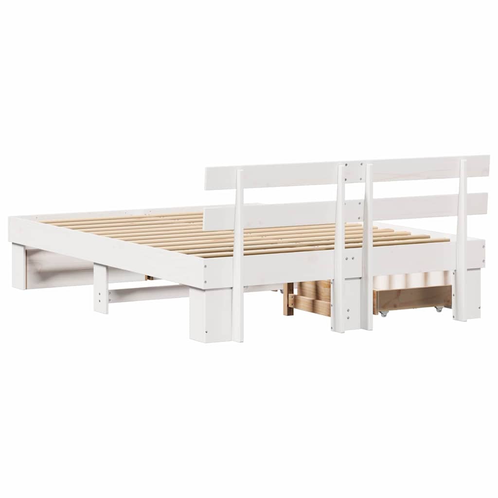 vidaXL Σκελετός Κρεβατιού Λευκό 150 x 200 cm Στερεά ξυλεία πεύκου