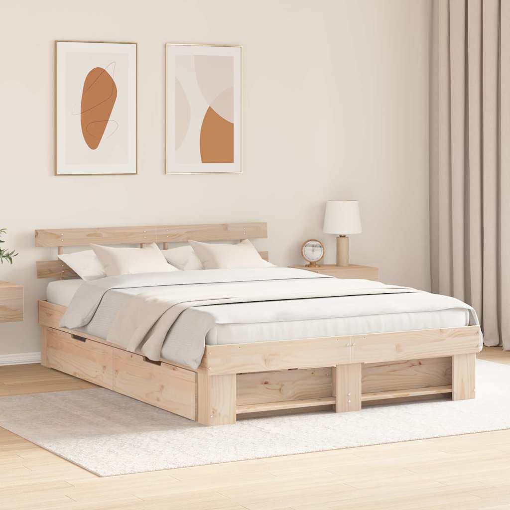 vidaXL Σκελετός Κρεβατιού Καφέ 140 x 200 cm Στερεά ξυλεία πεύκου