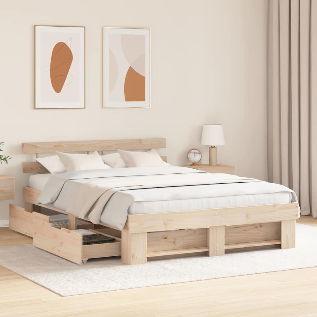 vidaXL Σκελετός Κρεβατιού Καφέ 140 x 200 cm Στερεά ξυλεία πεύκου