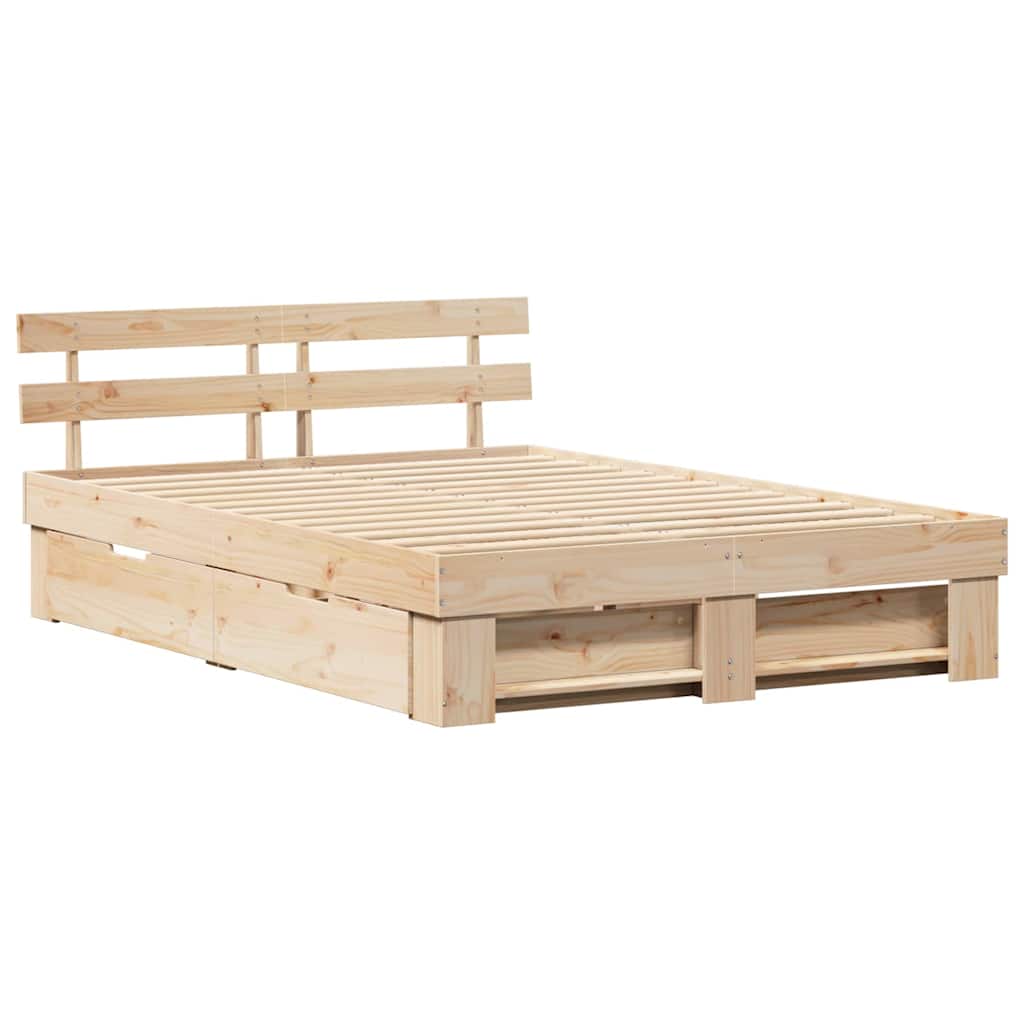 vidaXL Σκελετός Κρεβατιού Καφέ 140 x 200 cm Στερεά ξυλεία πεύκου