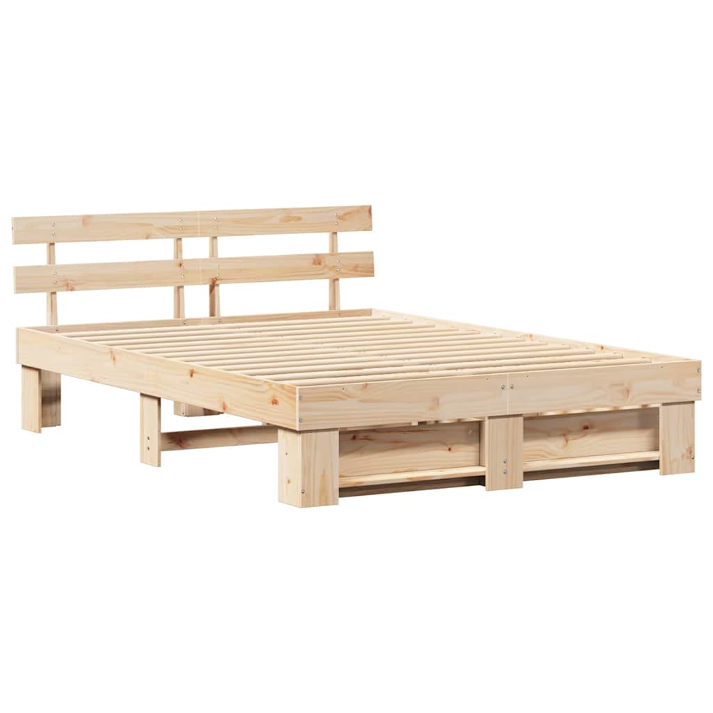vidaXL Σκελετός Κρεβατιού Καφέ 140 x 200 cm Στερεά ξυλεία πεύκου