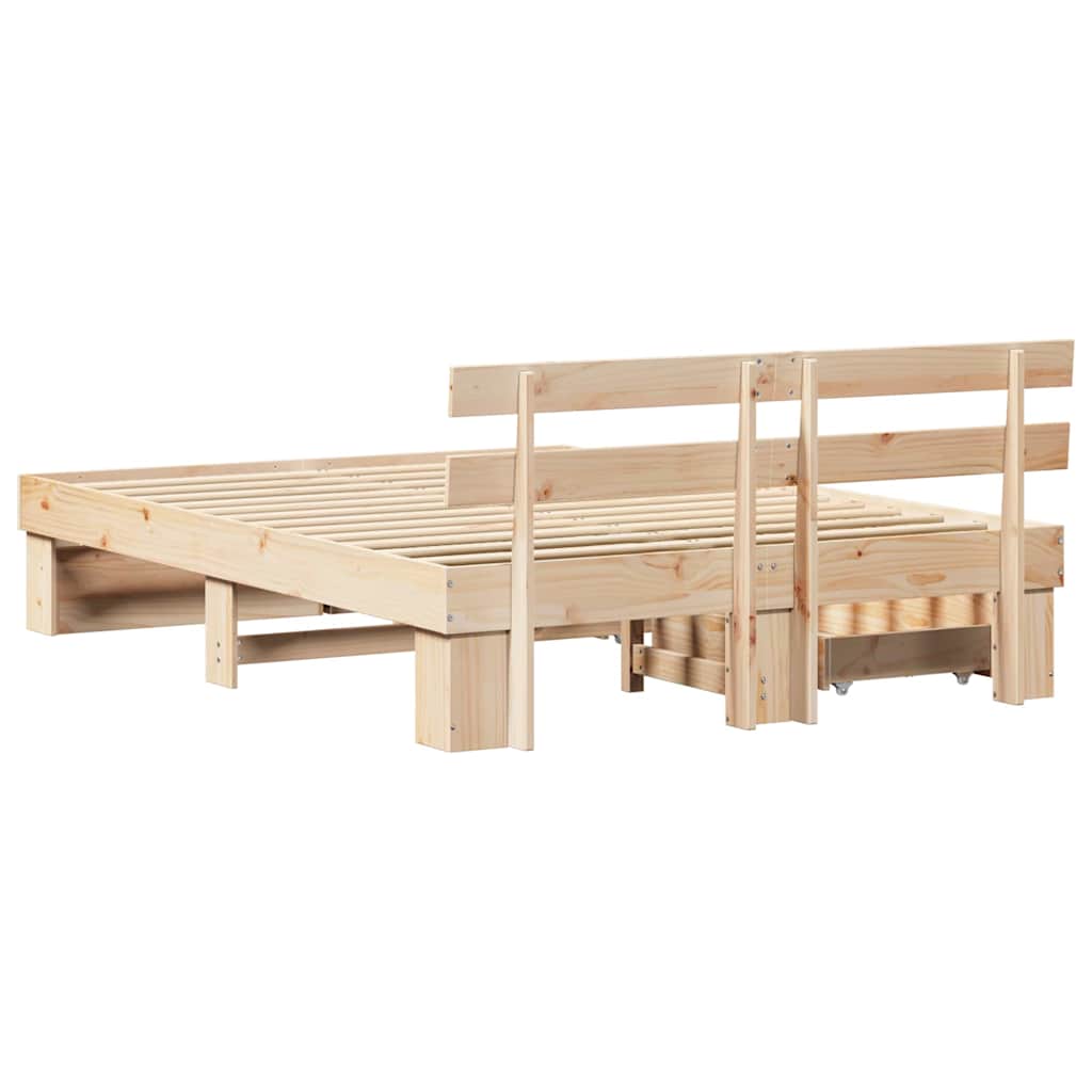 vidaXL Σκελετός Κρεβατιού Καφέ 140 x 200 cm Στερεά ξυλεία πεύκου