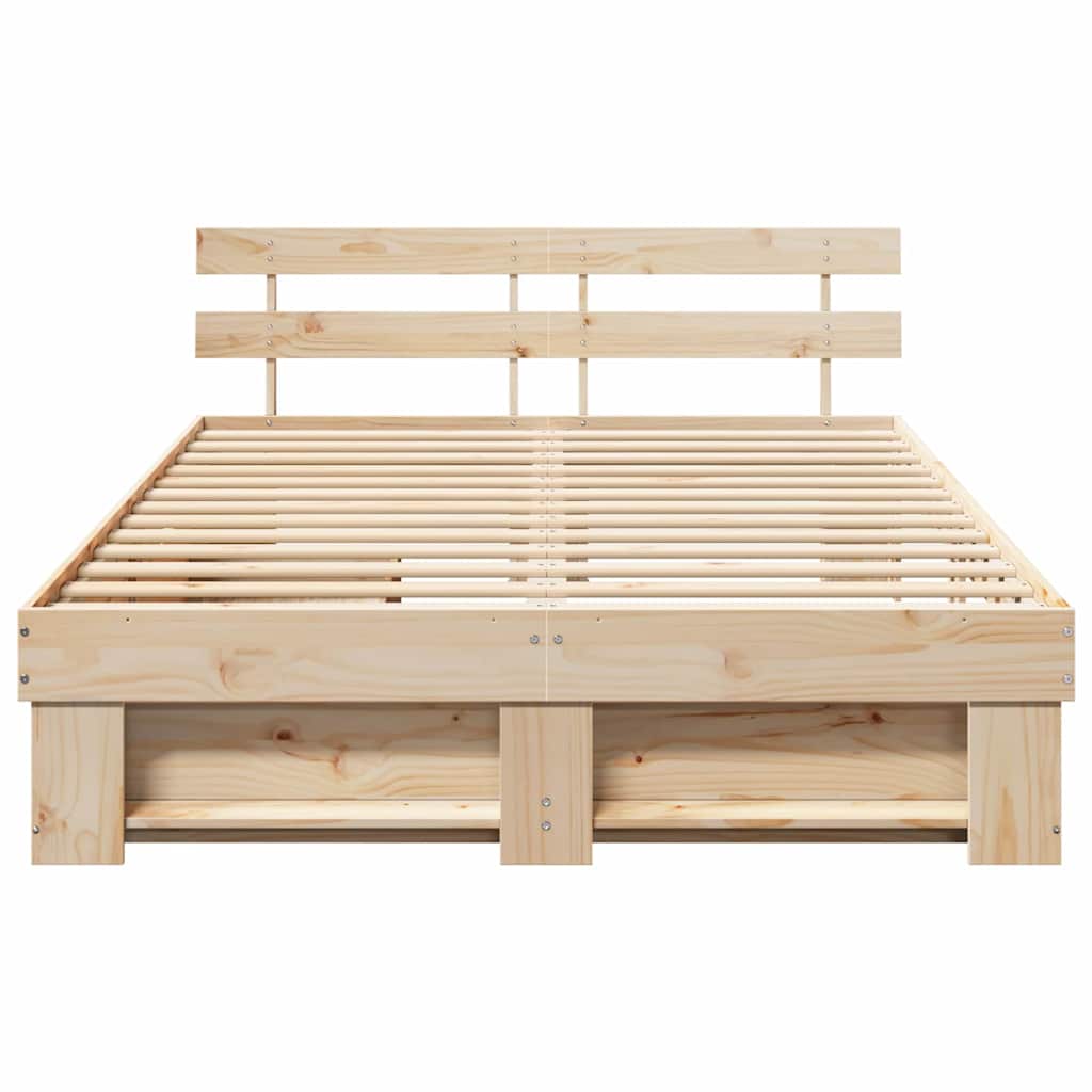 vidaXL Σκελετός Κρεβατιού Καφέ 140 x 200 cm Στερεά ξυλεία πεύκου