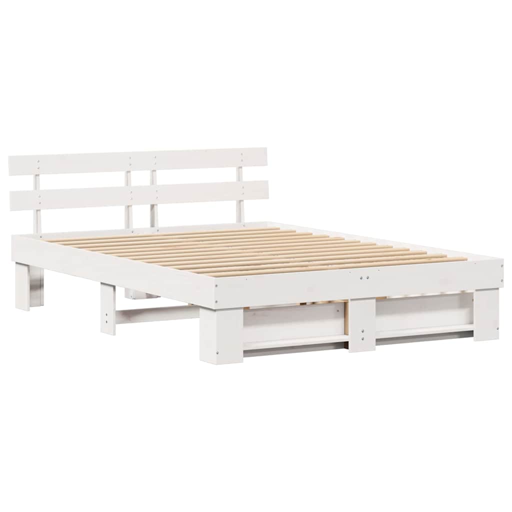 vidaXL Σκελετός Κρεβατιού Λευκό 140 x 200 cm Στερεά ξυλεία πεύκου