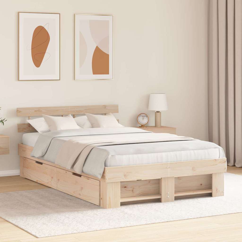 vidaXL Σκελετός Κρεβατιού Καφέ 120 x 200 cm Στερεά ξυλεία πεύκου