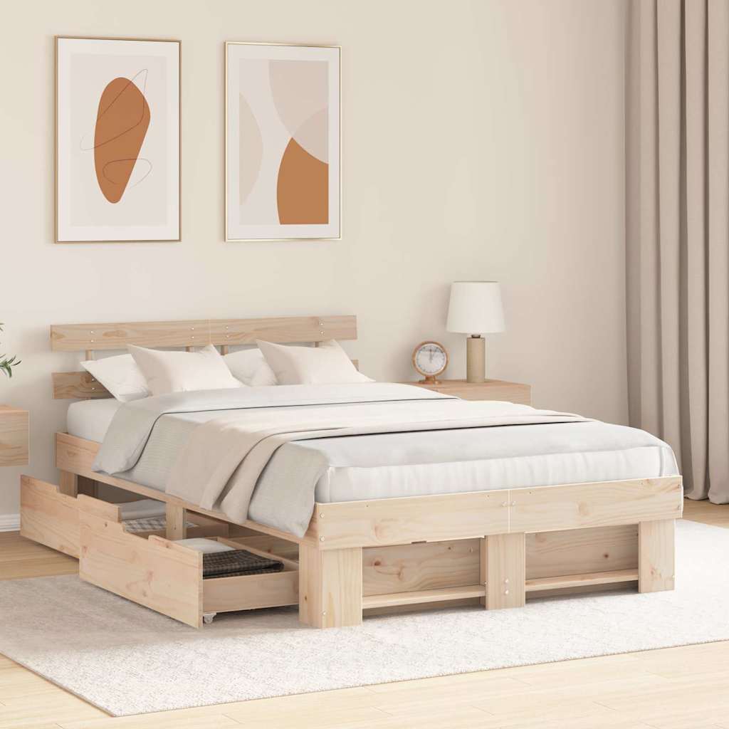 vidaXL Σκελετός Κρεβατιού Καφέ 120 x 200 cm Στερεά ξυλεία πεύκου