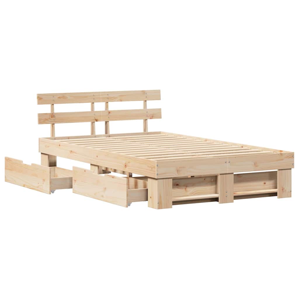 vidaXL Σκελετός Κρεβατιού Καφέ 120 x 200 cm Στερεά ξυλεία πεύκου