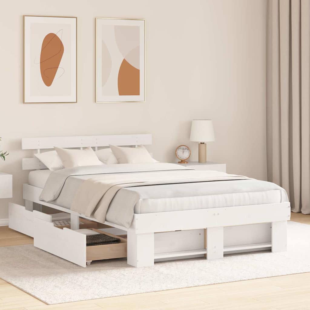 vidaXL Σκελετός Κρεβατιού Λευκό 140 x 190 cm Στερεά ξυλεία πεύκου