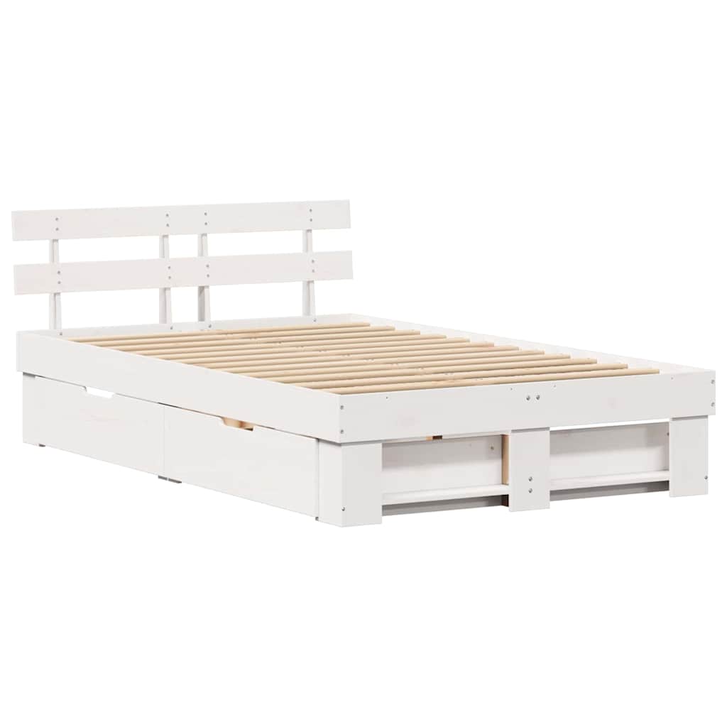 vidaXL Σκελετός Κρεβατιού Λευκό 135 x 190 cm Στερεά ξυλεία πεύκου