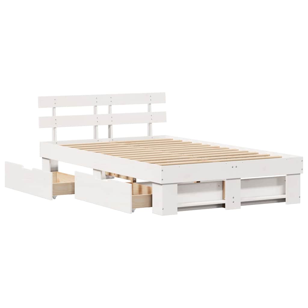 vidaXL Σκελετός Κρεβατιού Λευκό 135 x 190 cm Στερεά ξυλεία πεύκου