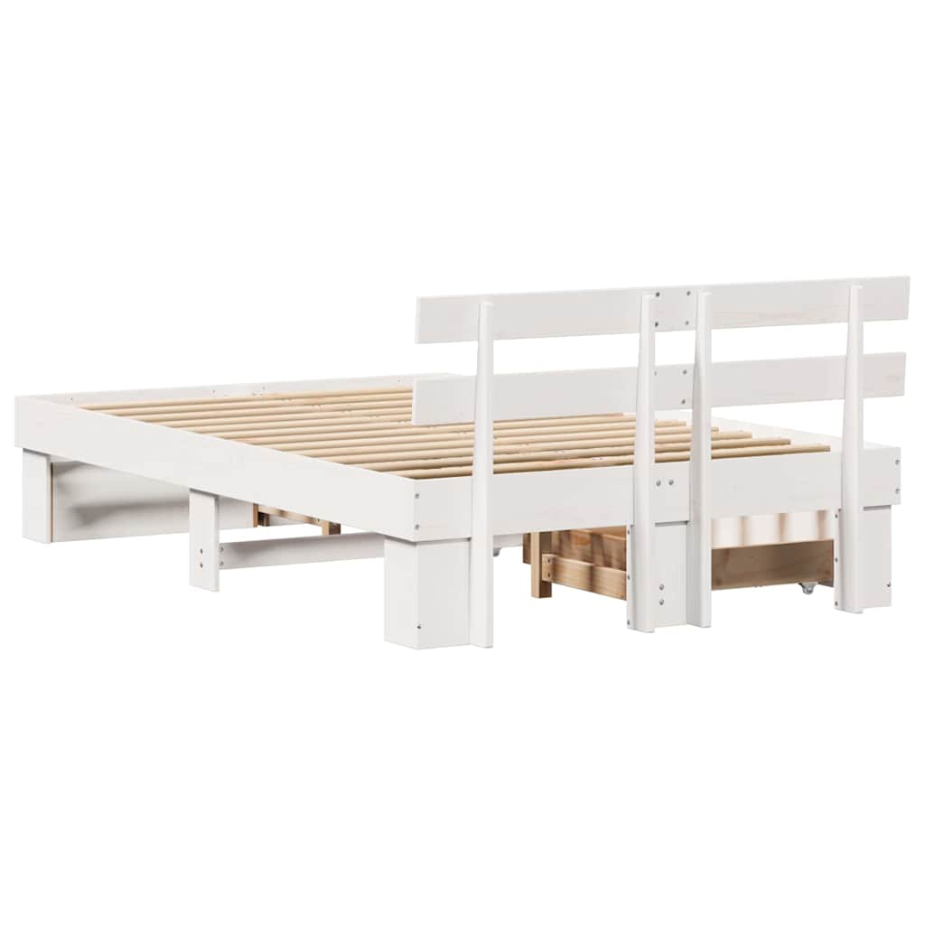 vidaXL Σκελετός Κρεβατιού Λευκό 135 x 190 cm Στερεά ξυλεία πεύκου