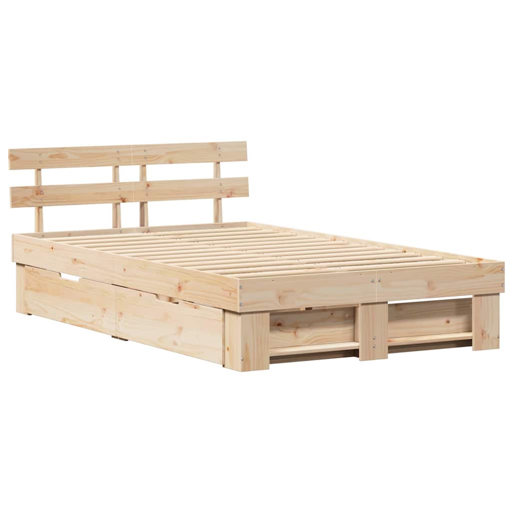 vidaXL Σκελετός Κρεβατιού Καφέ 120 x 190 cm Στερεά ξυλεία πεύκου