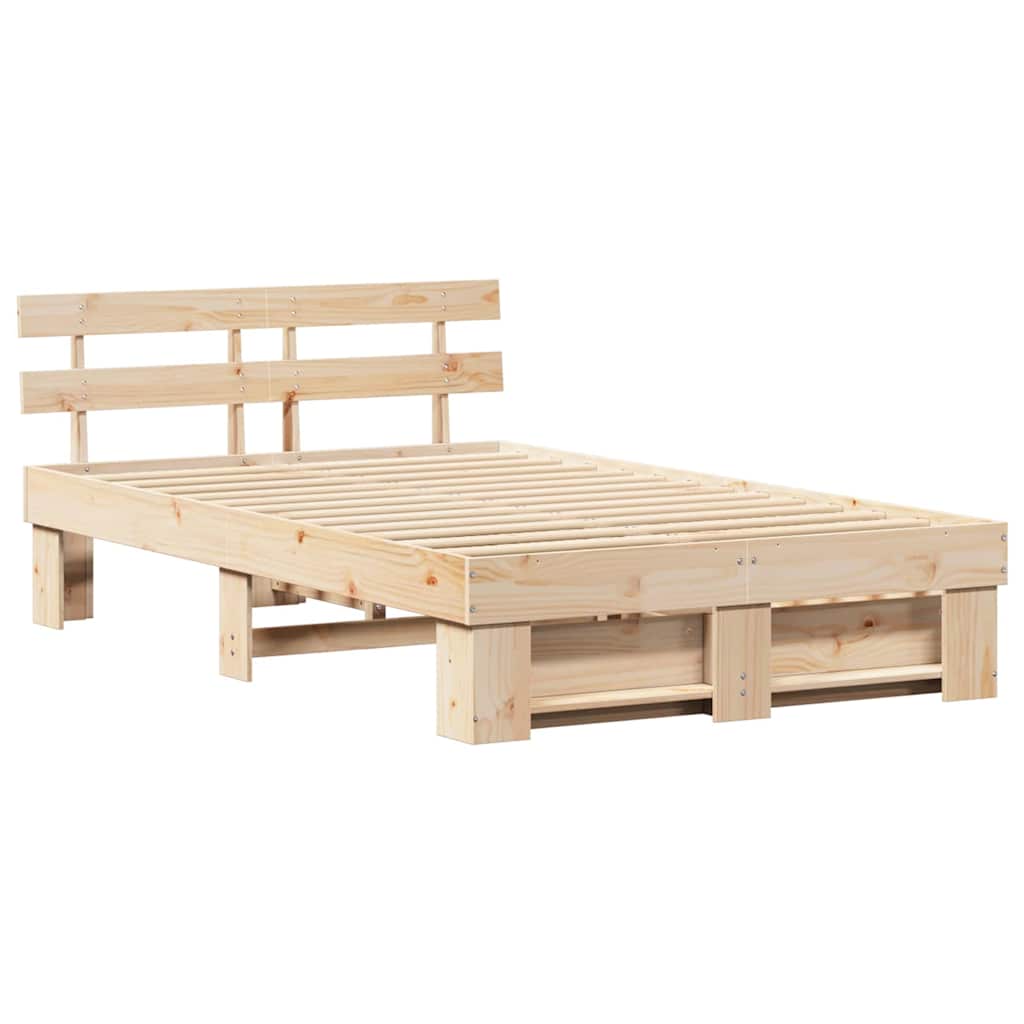 vidaXL Σκελετός Κρεβατιού Καφέ 120 x 190 cm Στερεά ξυλεία πεύκου