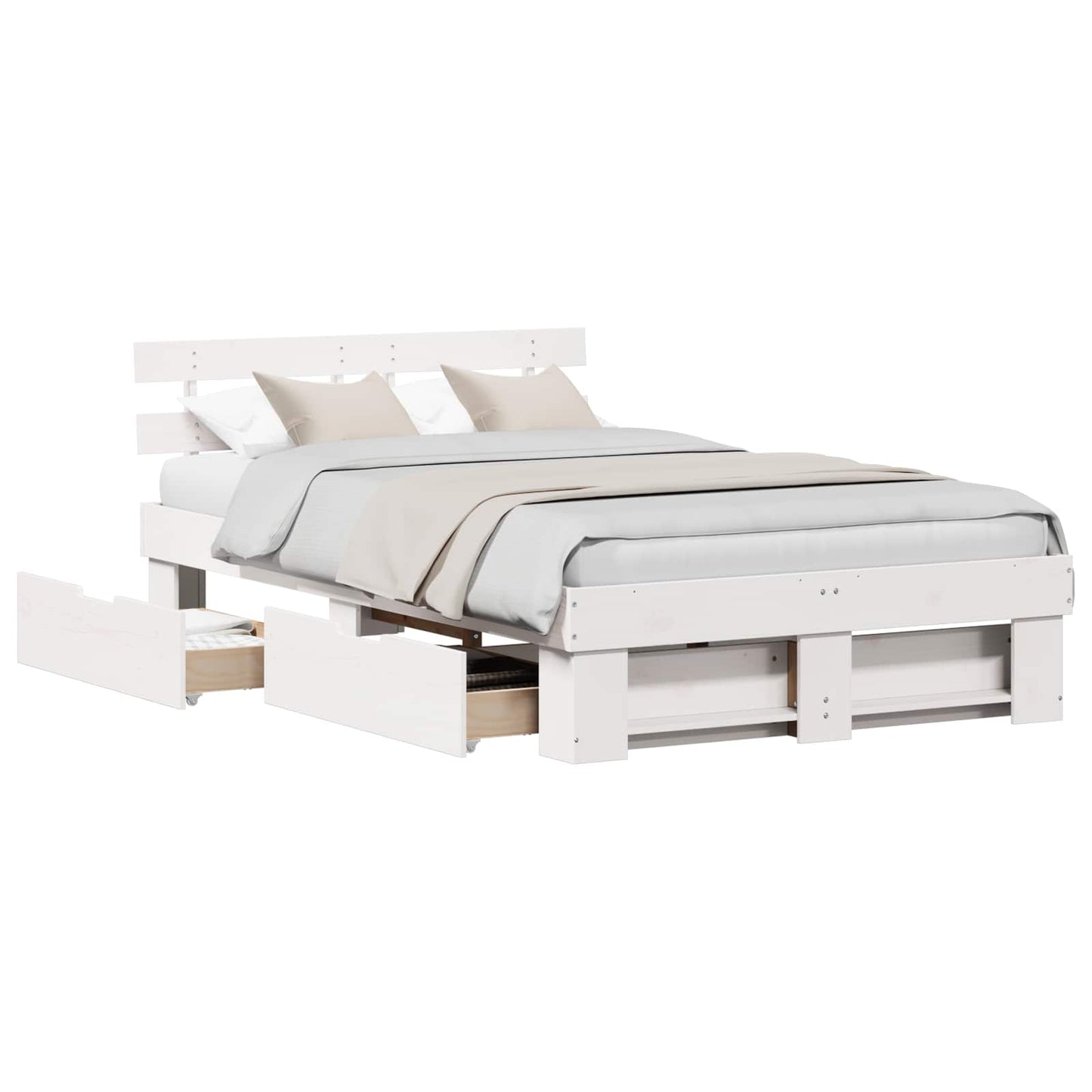 vidaXL Σκελετός Κρεβατιού Λευκό 120 x 190 cm Στερεά ξυλεία πεύκου