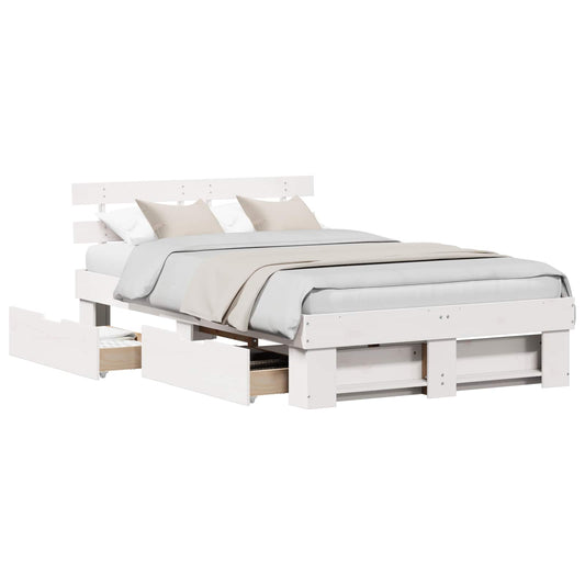 vidaXL Σκελετός Κρεβατιού Λευκό 120 x 190 cm Στερεά ξυλεία πεύκου