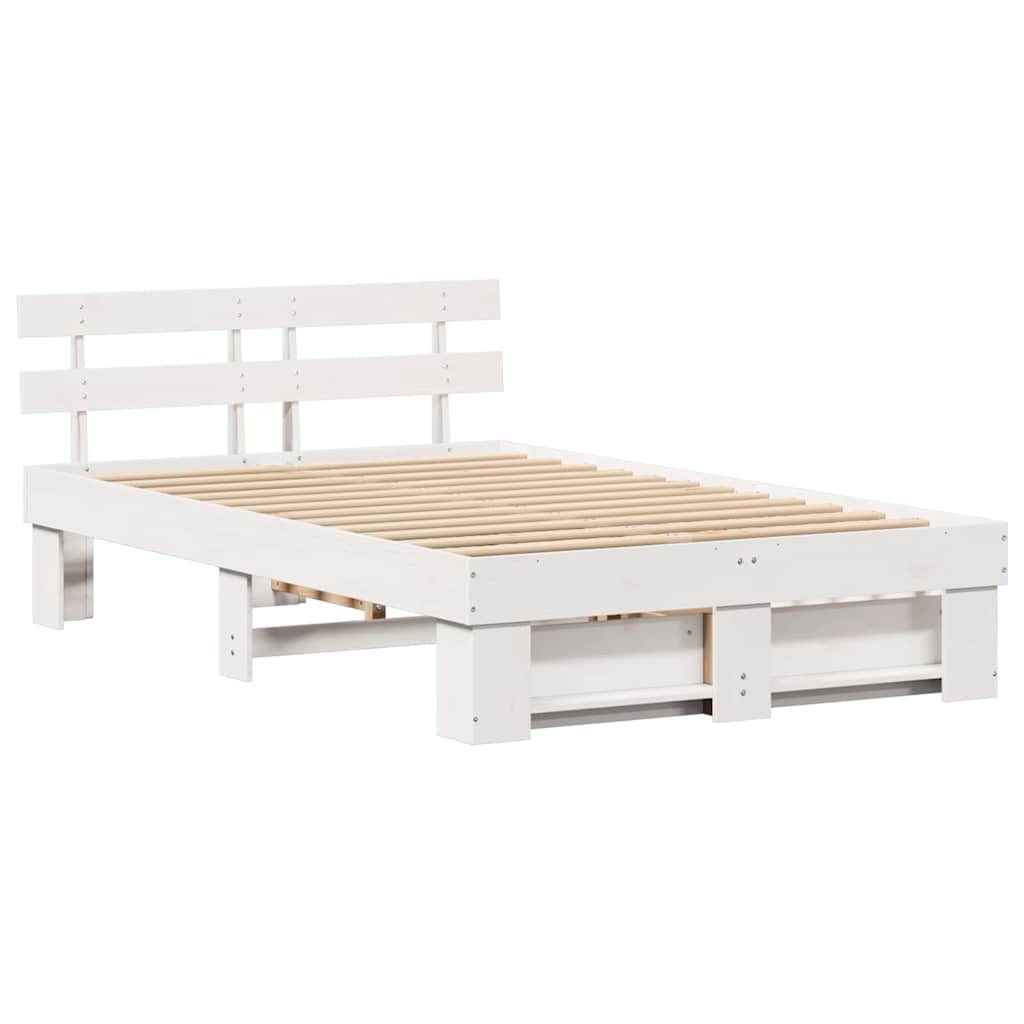 vidaXL Σκελετός Κρεβατιού Λευκό 120 x 190 cm Στερεά ξυλεία πεύκου