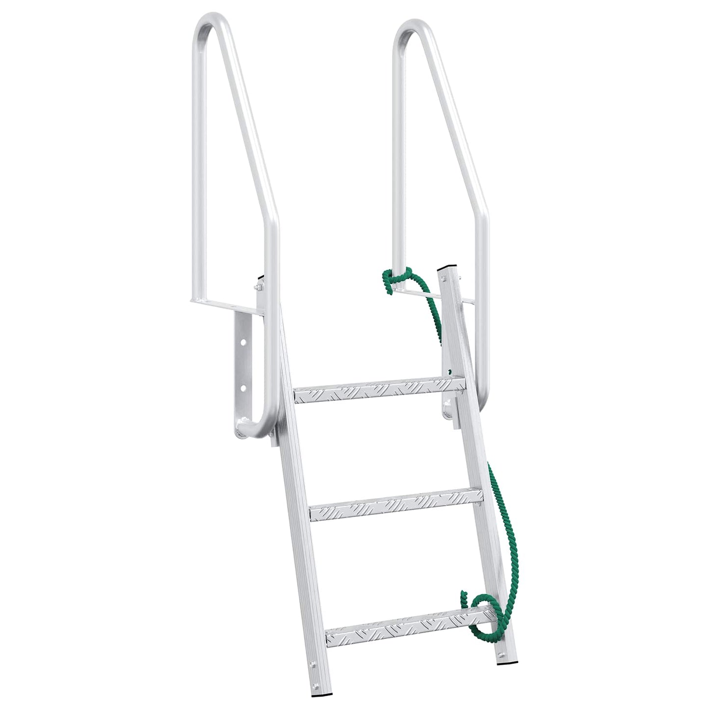 vidaXL 3-Βήμα Σκάλα για Μώλο Ασημί 58 x 77 x 144 εκ Αλουμίνιο