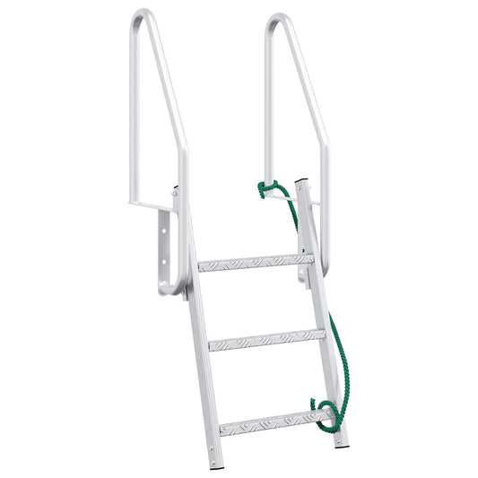 vidaXL 3-Βήμα Σκάλα για Μώλο Ασημί 58 x 77 x 144 εκ Αλουμίνιο