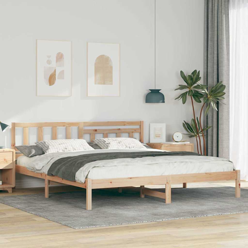 vidaXL Σκελετός Κρεβατιού Καφέ 200 x 200 cm Στερεά ξυλεία πεύκου