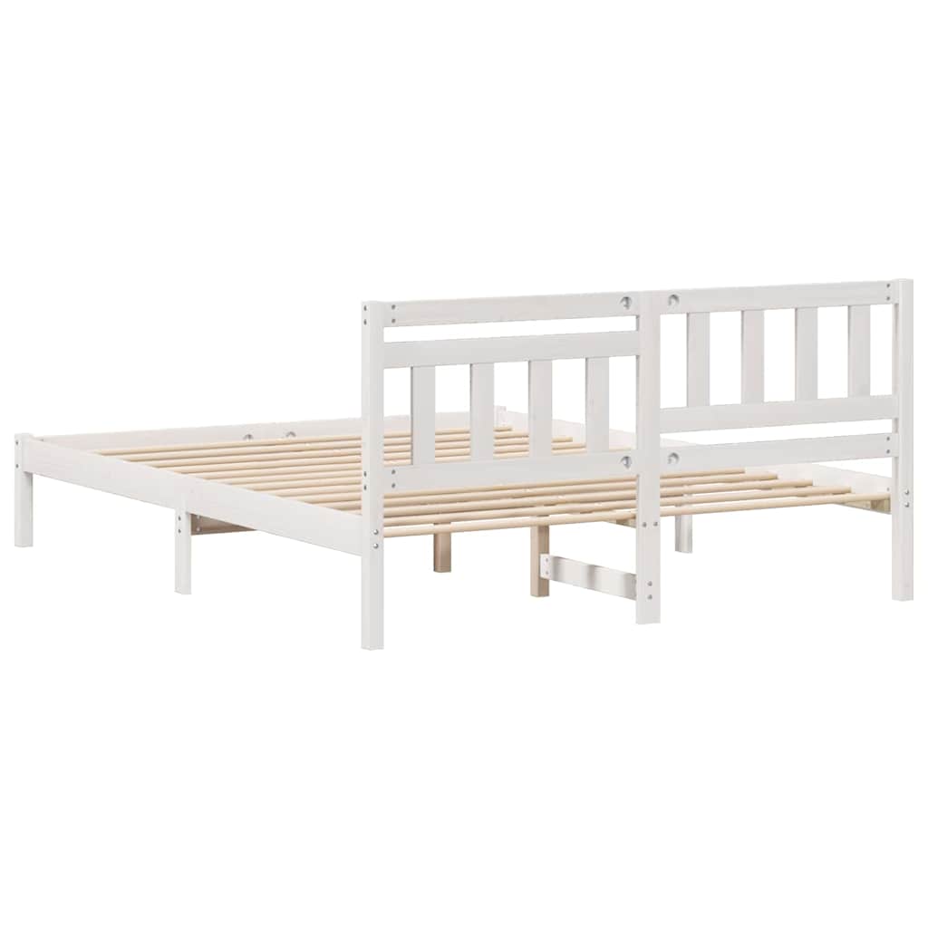 vidaXL Σκελετός Κρεβατιού Λευκό 150 x 200 cm Στερεά ξυλεία πεύκου