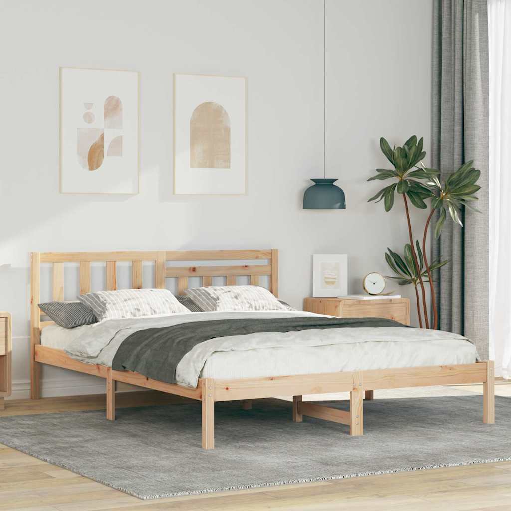 vidaXL Σκελετός Κρεβατιού Καφέ 140 x 200 cm Στερεά ξυλεία πεύκου