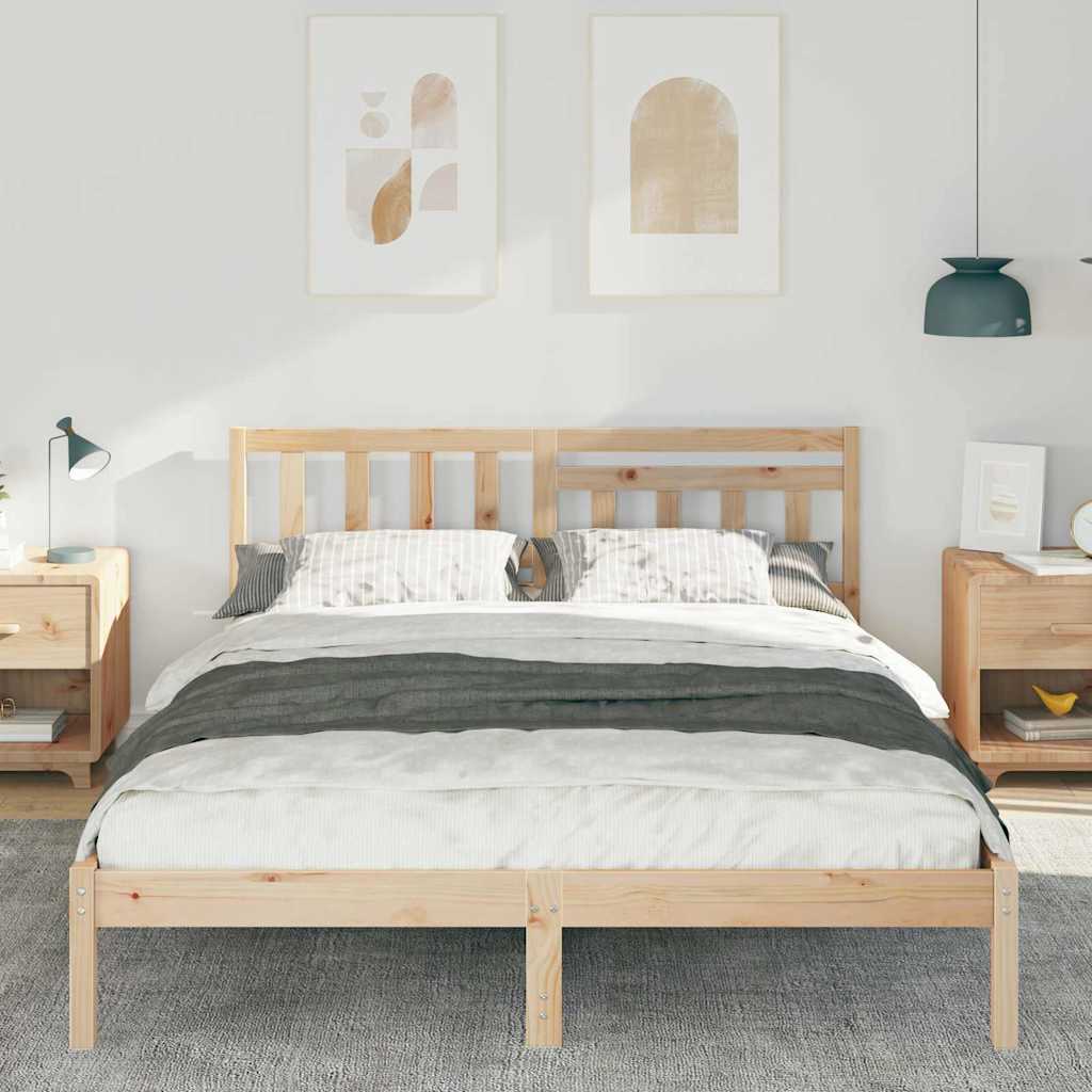 vidaXL Σκελετός Κρεβατιού Καφέ 140 x 200 cm Στερεά ξυλεία πεύκου