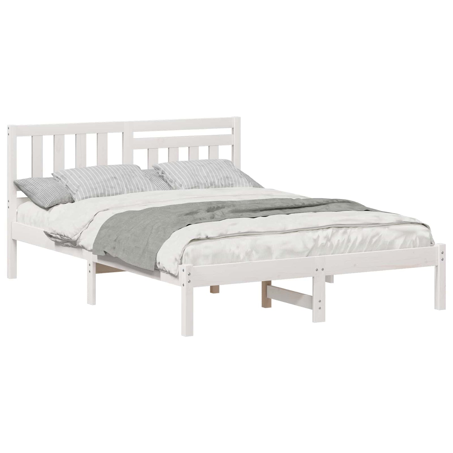 vidaXL Σκελετός Κρεβατιού Λευκό 140 x 190 cm Στερεά ξυλεία πεύκου