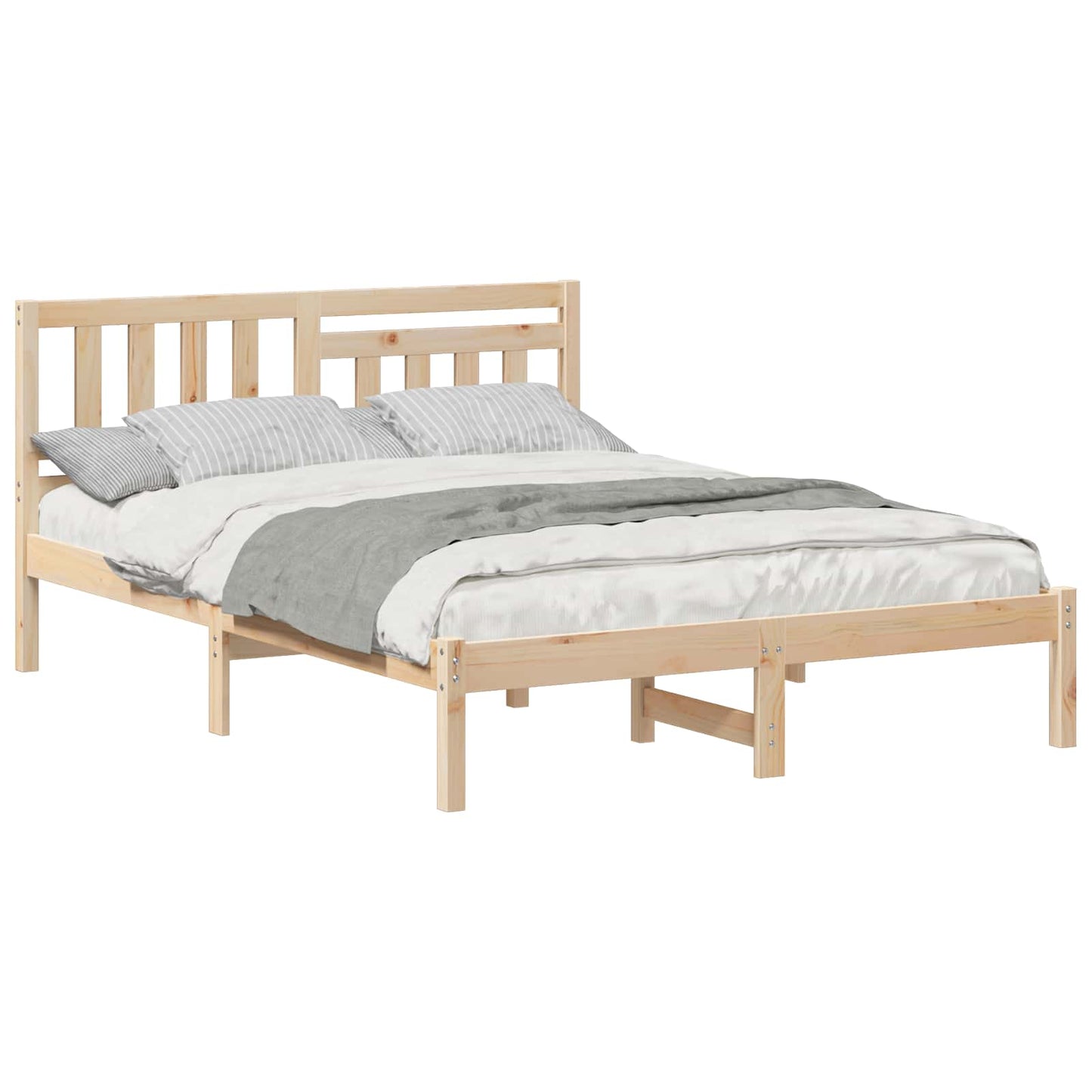 vidaXL Σκελετός Κρεβατιού Καφέ 135 x 190 cm Στερεά ξυλεία πεύκου