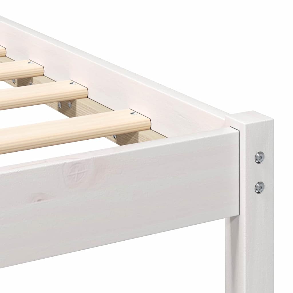 vidaXL Σκελετός Κρεβατιού Λευκό 135 x 190 cm Μασίφ ξύλο πεύκου