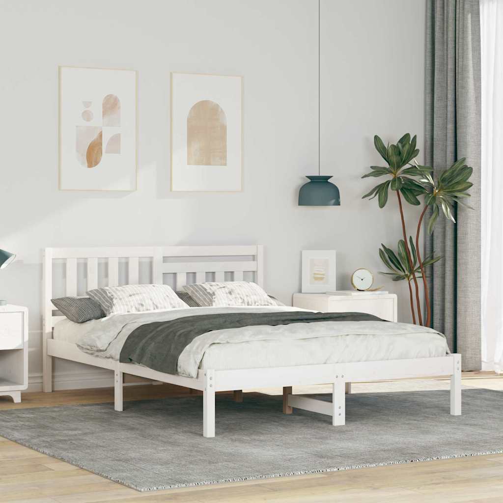 vidaXL Σκελετός Κρεβατιού Λευκό 120 x 190 cm Στερεά ξυλεία πεύκου