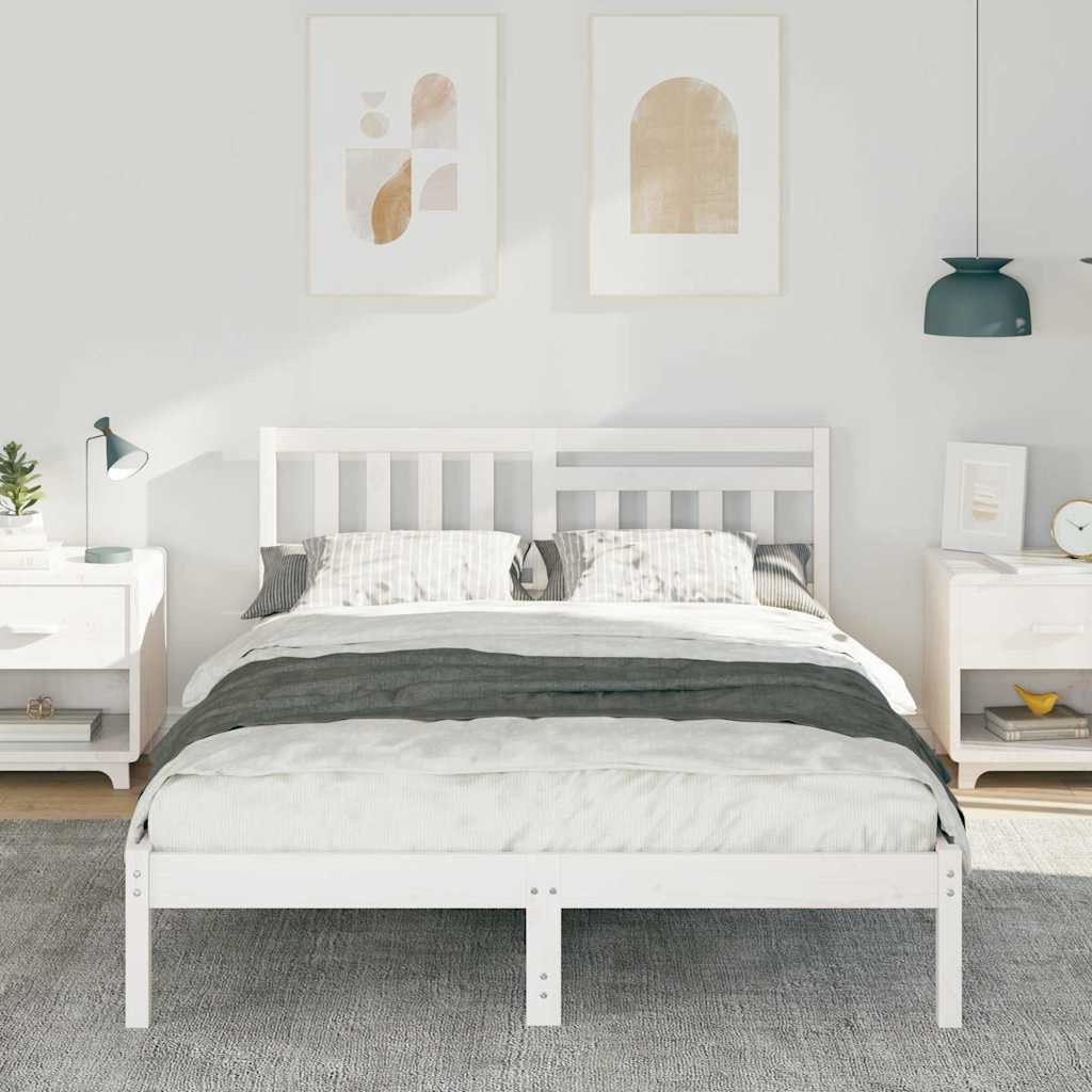 vidaXL Σκελετός Κρεβατιού Λευκό 120 x 190 cm Στερεά ξυλεία πεύκου