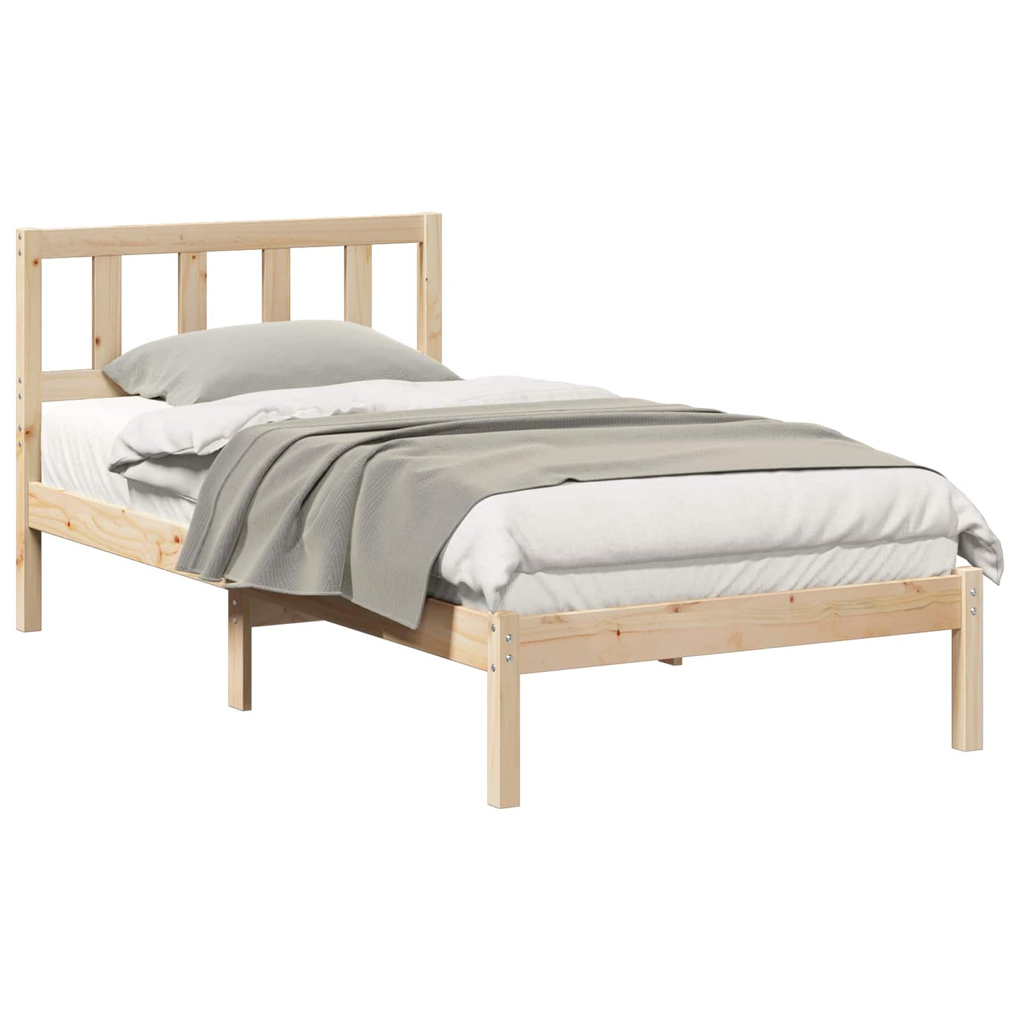 vidaXL Σκελετός Κρεβατιού Καφέ 90 x 190 cm Στερεά ξυλεία πεύκου