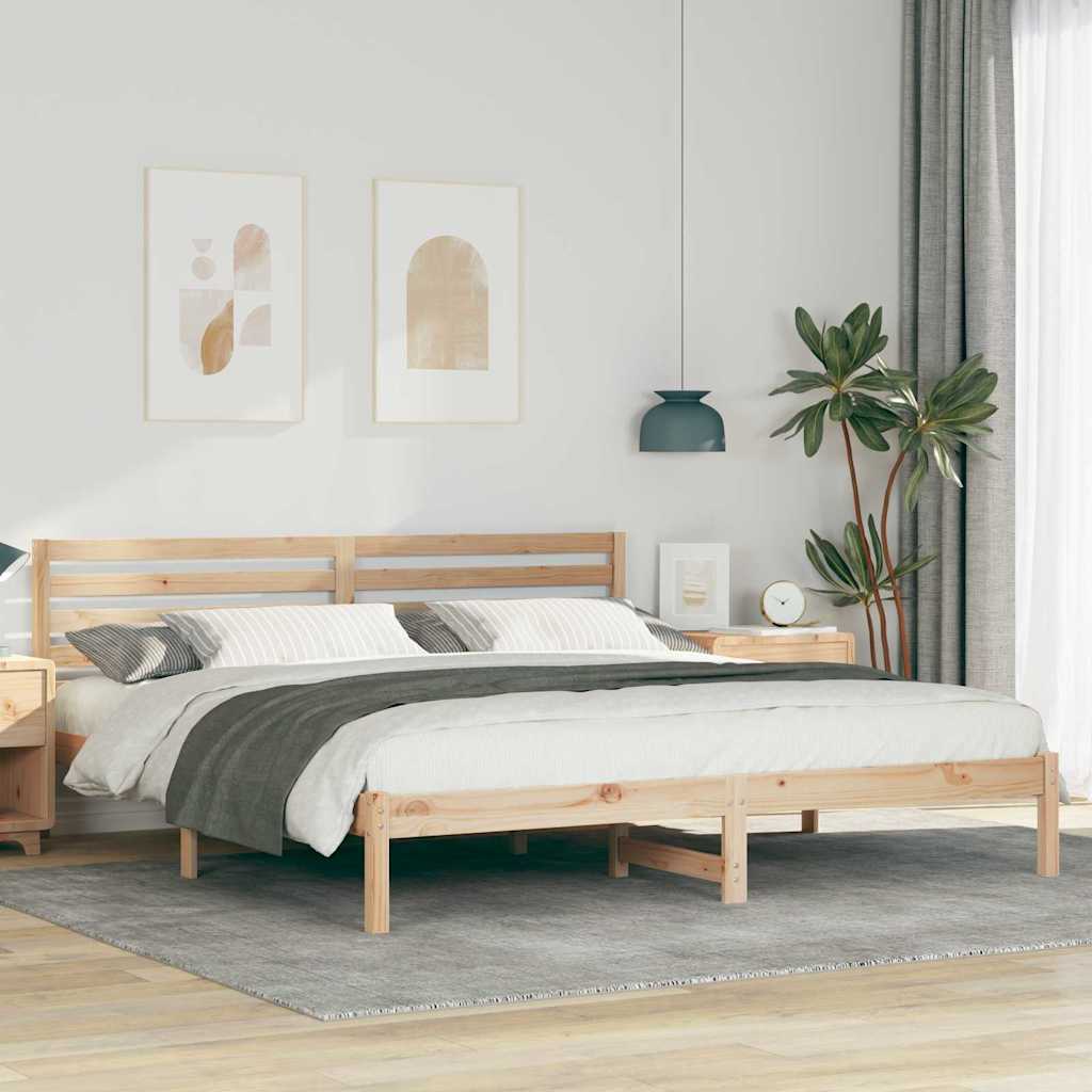 vidaXL Σκελετός Κρεβατιού Καφέ 200 x 200 cm Μασίφ ξύλο πεύκου