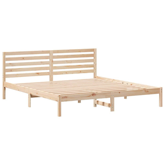 vidaXL Σκελετός Κρεβατιού Καφέ 200 x 200 cm Μασίφ ξύλο πεύκου