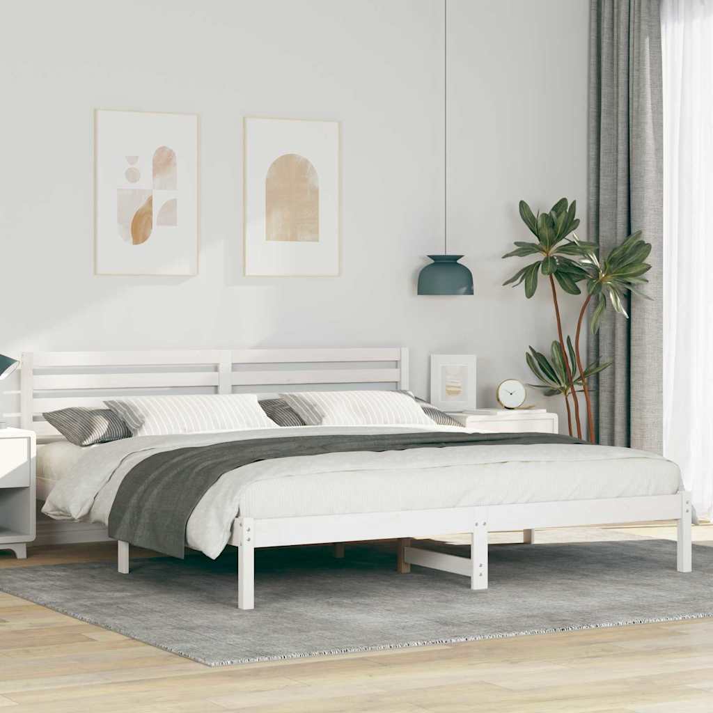 vidaXL Σκελετός Κρεβατιού Λευκό 200 x 200 cm Μασίφ ξύλο πεύκου