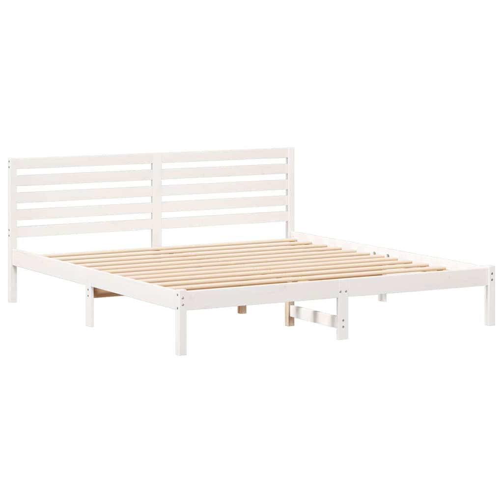 vidaXL Σκελετός Κρεβατιού Λευκό 200 x 200 cm Μασίφ ξύλο πεύκου