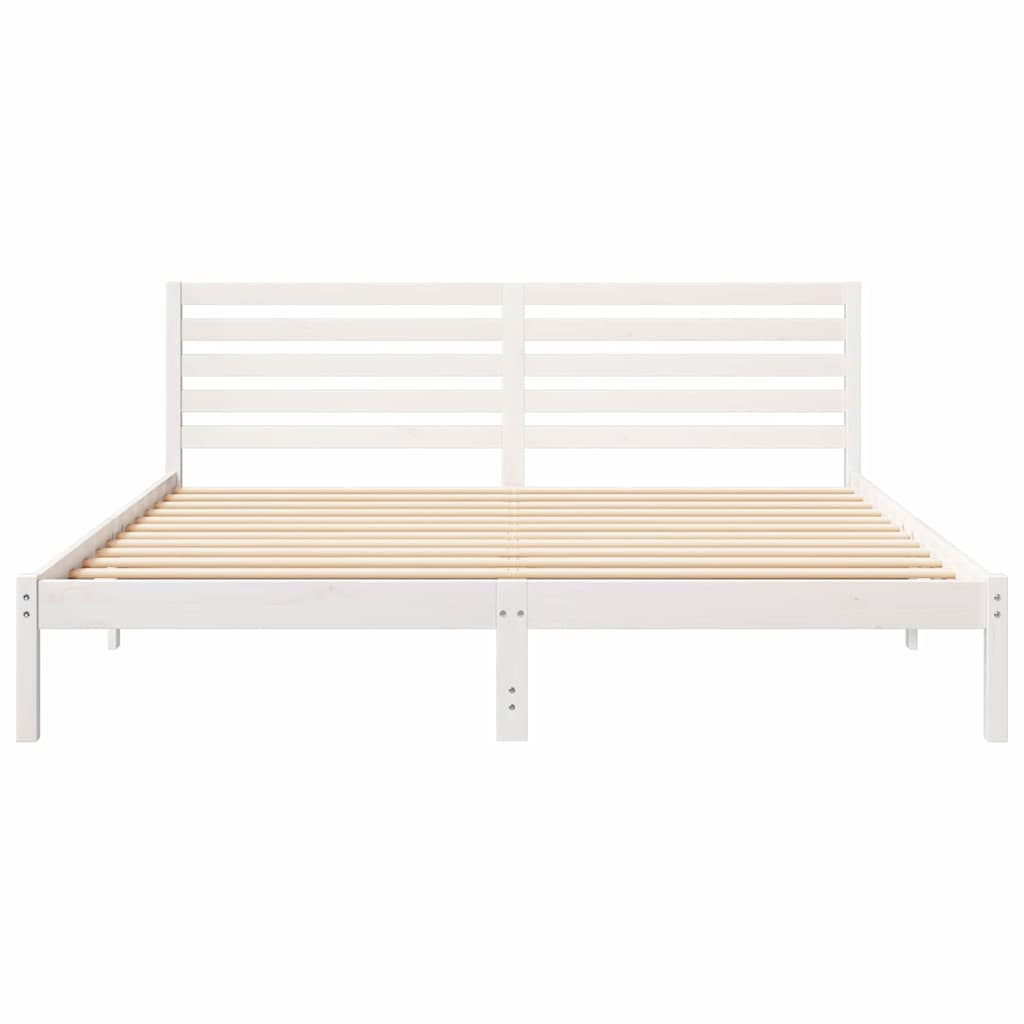 vidaXL Σκελετός Κρεβατιού Λευκό 200 x 200 cm Μασίφ ξύλο πεύκου