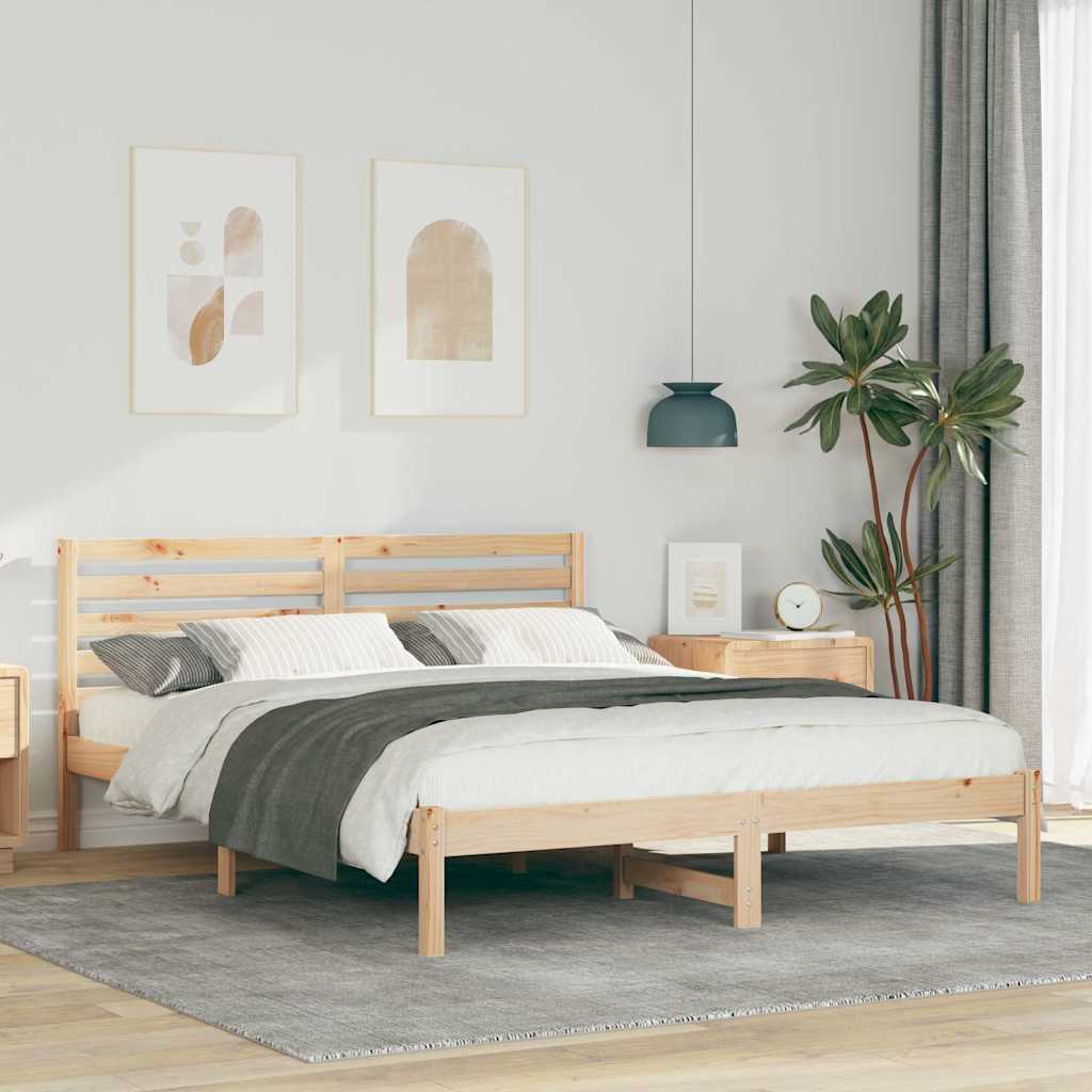 vidaXL Σκελετός Κρεβατιού Καφέ 150 x 200 cm Μασίφ ξύλο πεύκου
