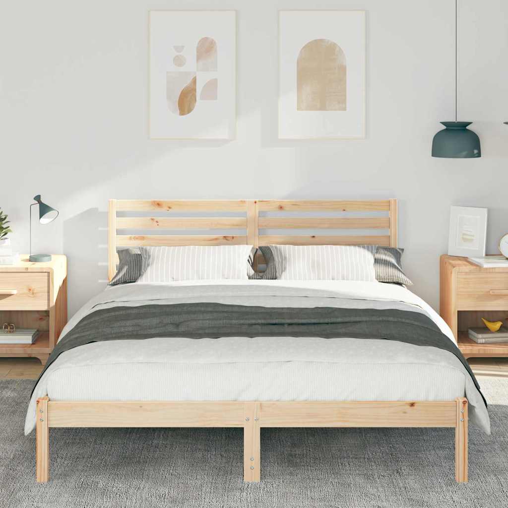 vidaXL Σκελετός Κρεβατιού Καφέ 150 x 200 cm Μασίφ ξύλο πεύκου