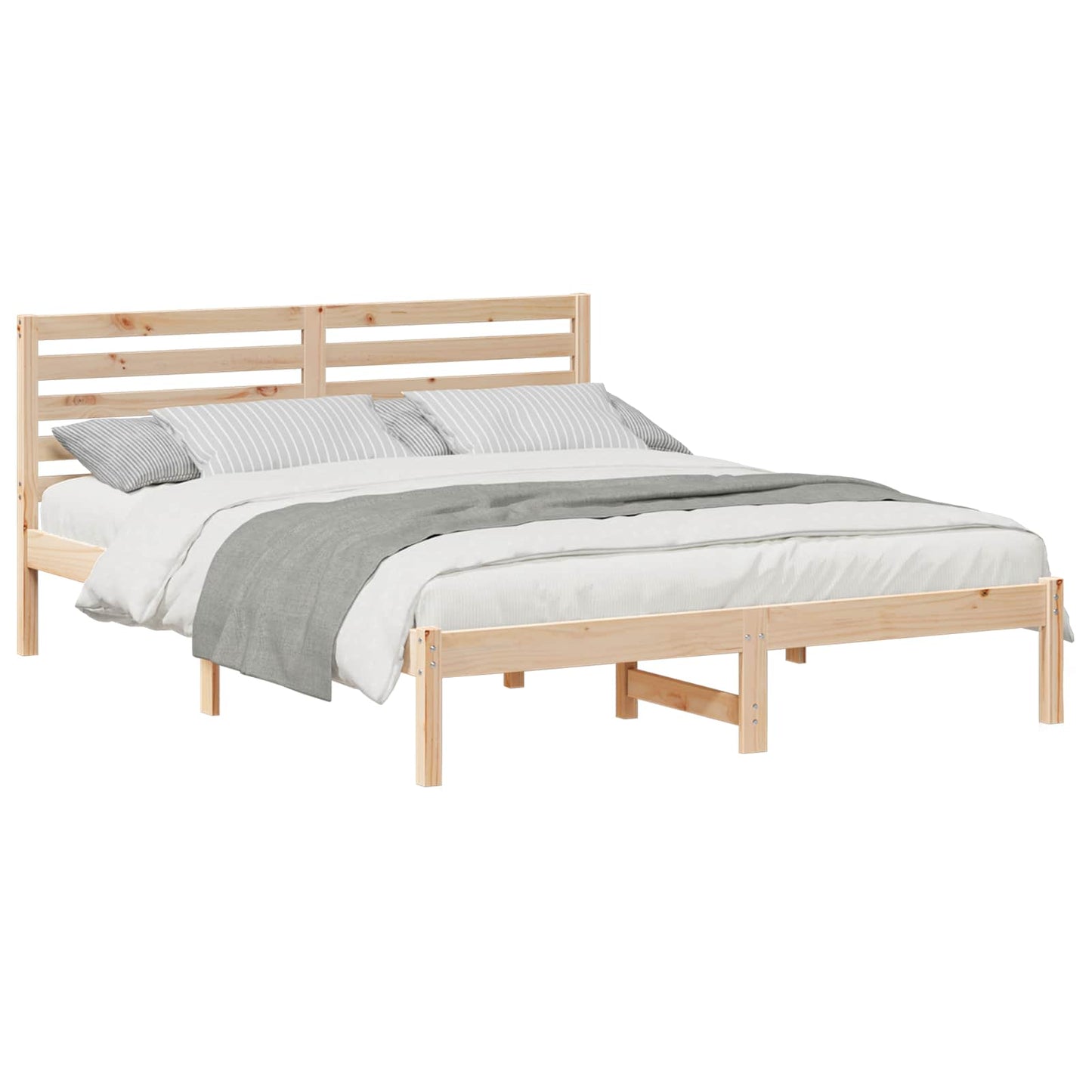 vidaXL Σκελετός Κρεβατιού Καφέ 150 x 200 cm Μασίφ ξύλο πεύκου