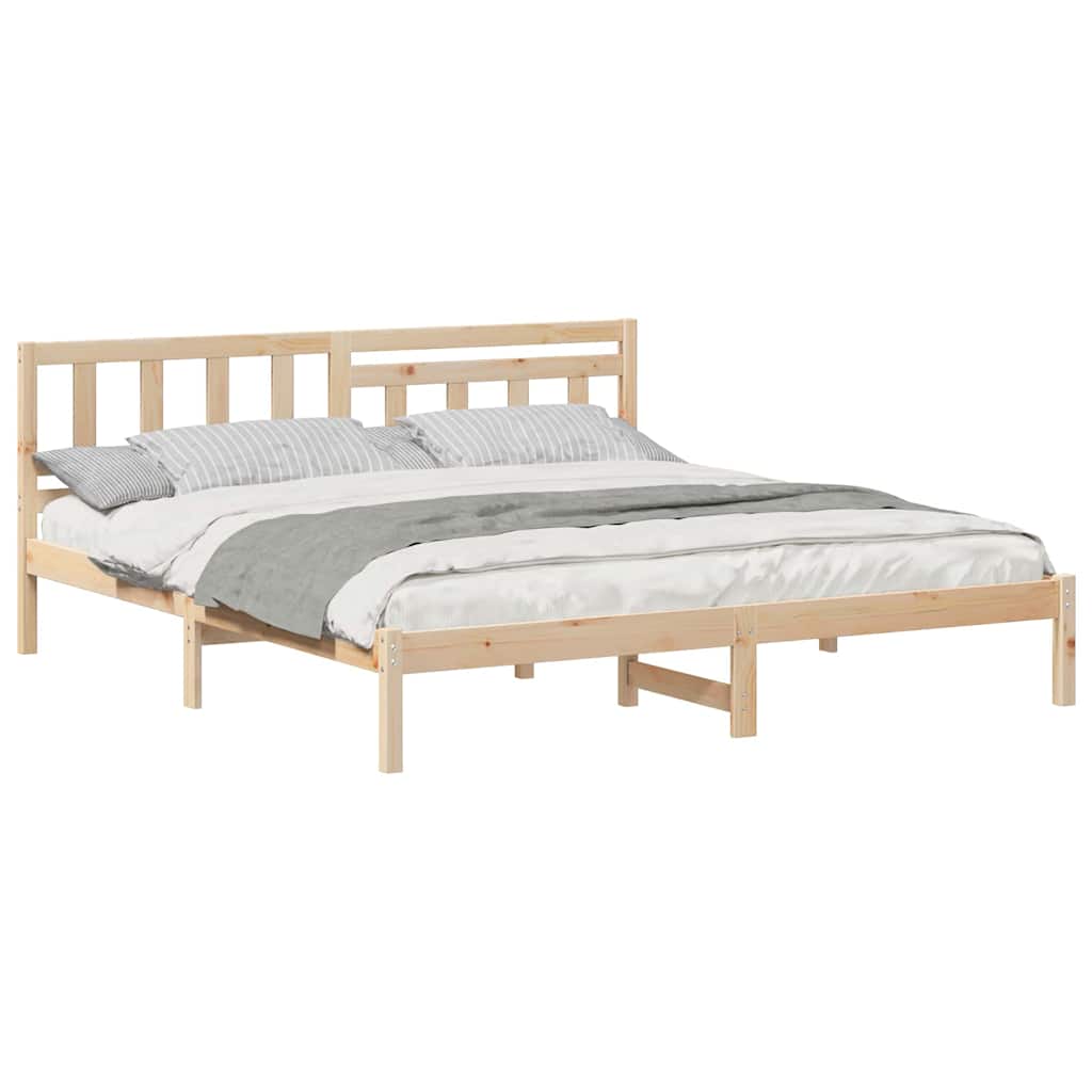 vidaXL Σκελετός Κρεβατιού Καφέ 150 x 200 cm Μασίφ ξύλο πεύκου