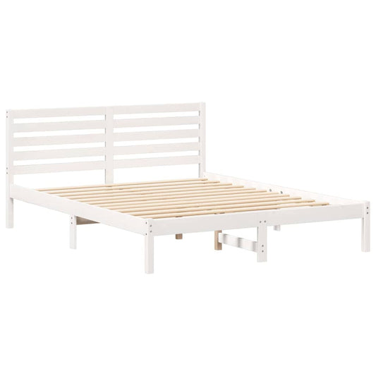 vidaXL Σκελετός Κρεβατιού Λευκό 150 x 200 cm Μασίφ ξύλο πεύκου