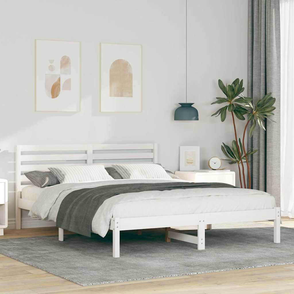 vidaXL Σκελετός Κρεβατιού Λευκό 140 x 200 cm Μασίφ ξύλο πεύκου