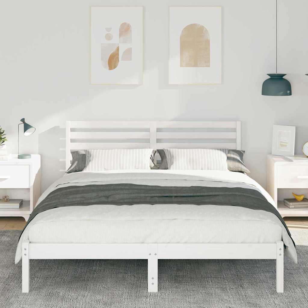 vidaXL Σκελετός Κρεβατιού Λευκό 140 x 200 cm Μασίφ ξύλο πεύκου