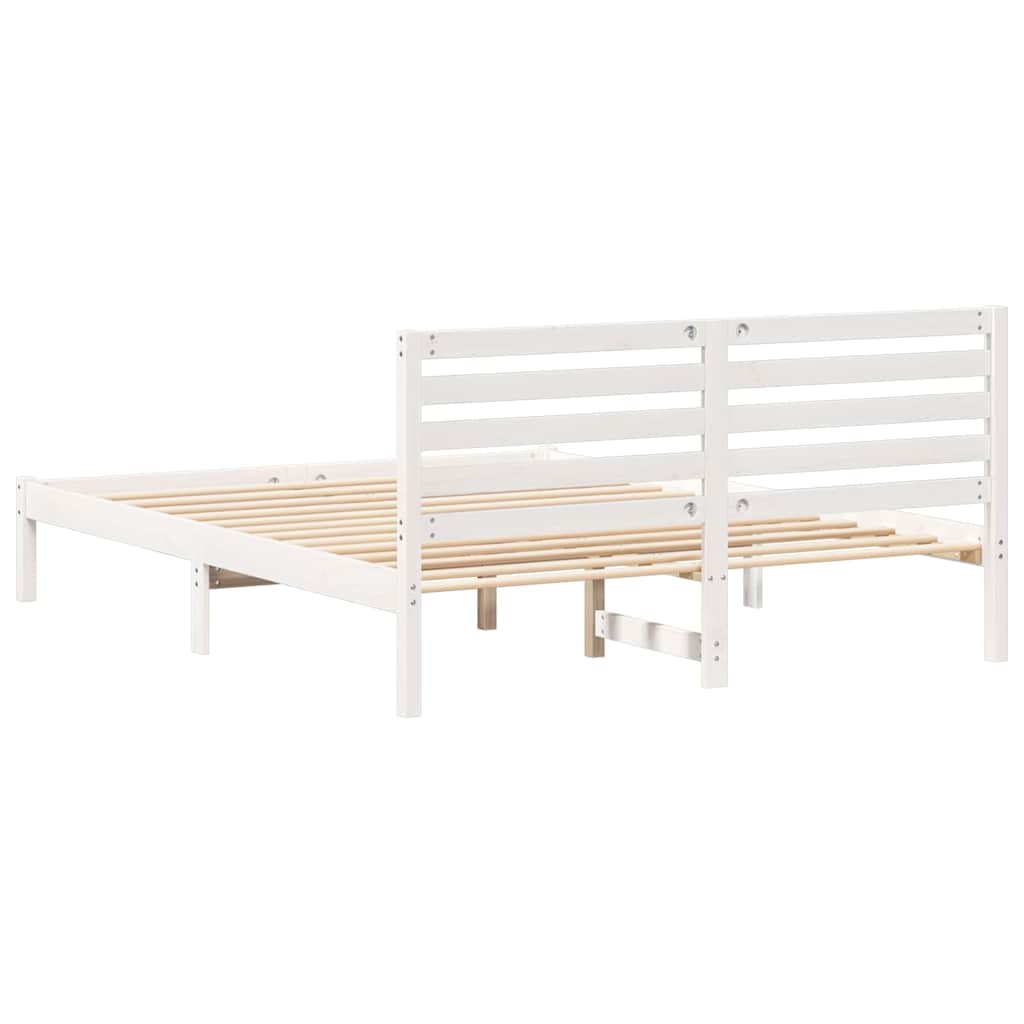 vidaXL Σκελετός Κρεβατιού Λευκό 140 x 200 cm Μασίφ ξύλο πεύκου