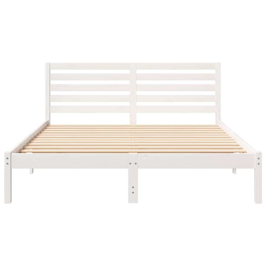vidaXL Σκελετός Κρεβατιού Λευκό 140 x 200 cm Μασίφ ξύλο πεύκου