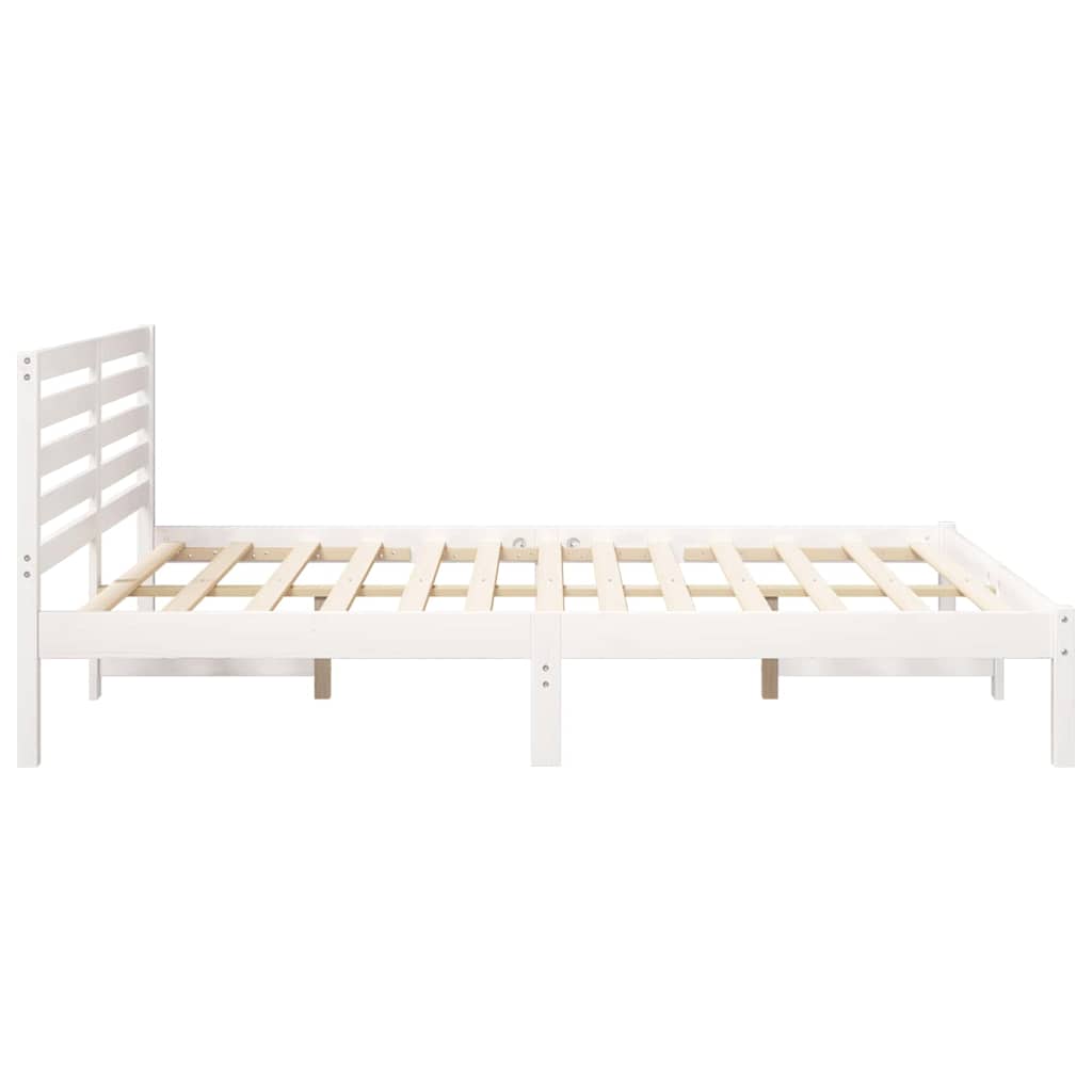 vidaXL Σκελετός Κρεβατιού Λευκό 140 x 200 cm Μασίφ ξύλο πεύκου
