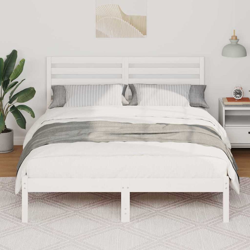 vidaXL Σκελετός Κρεβατιού Λευκό 140 x 190 cm Μασίφ ξύλο πεύκου